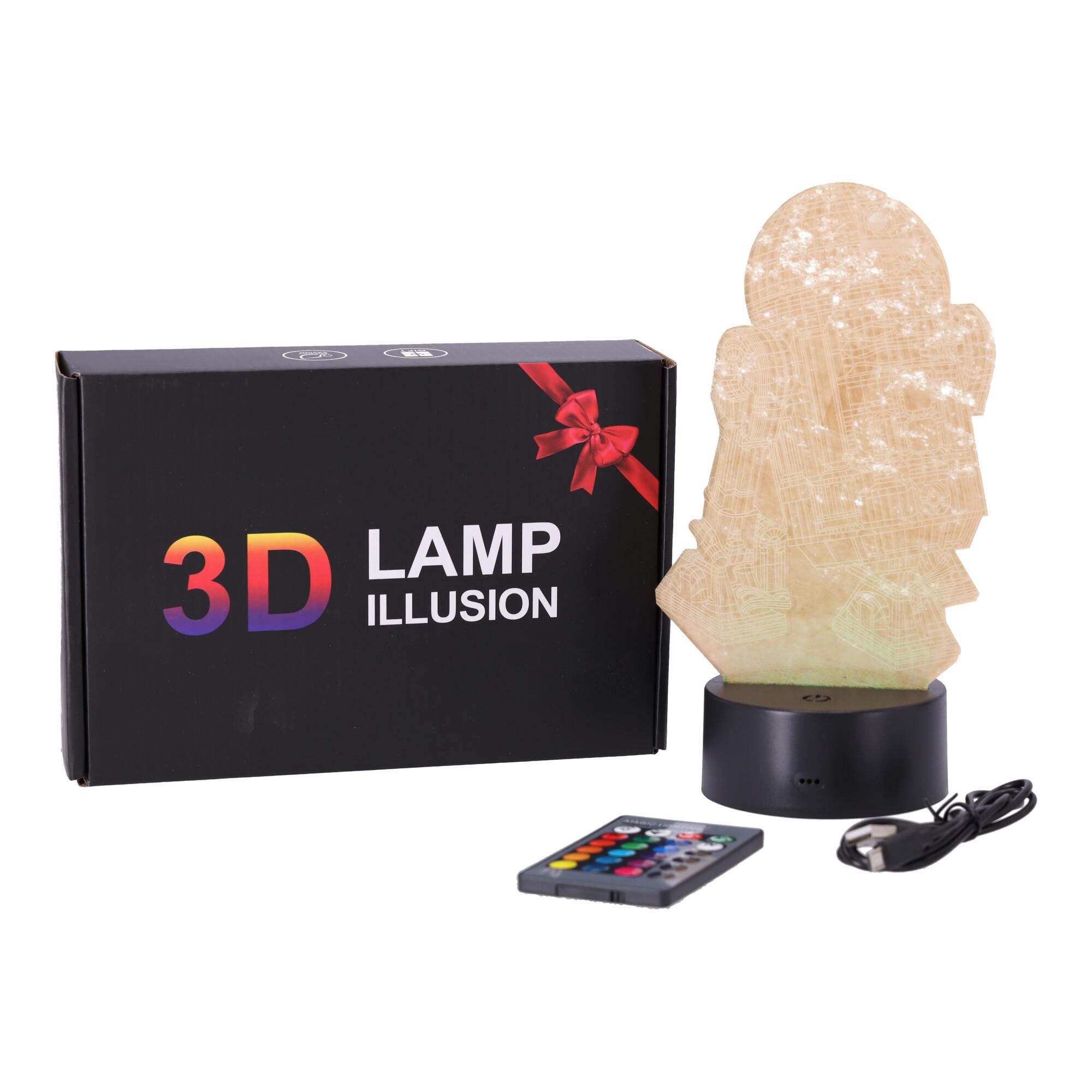 Lampka nocna 3D LED "Gwiezdne Wojny - R2D2" Hologram + pilot