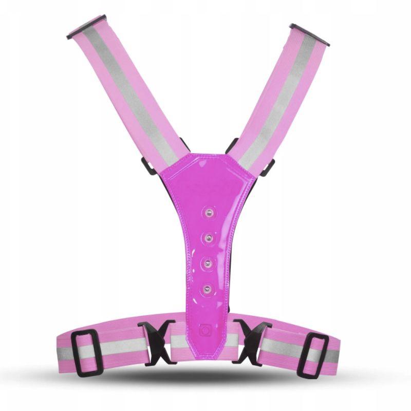 Reflective LED suspenders - pink