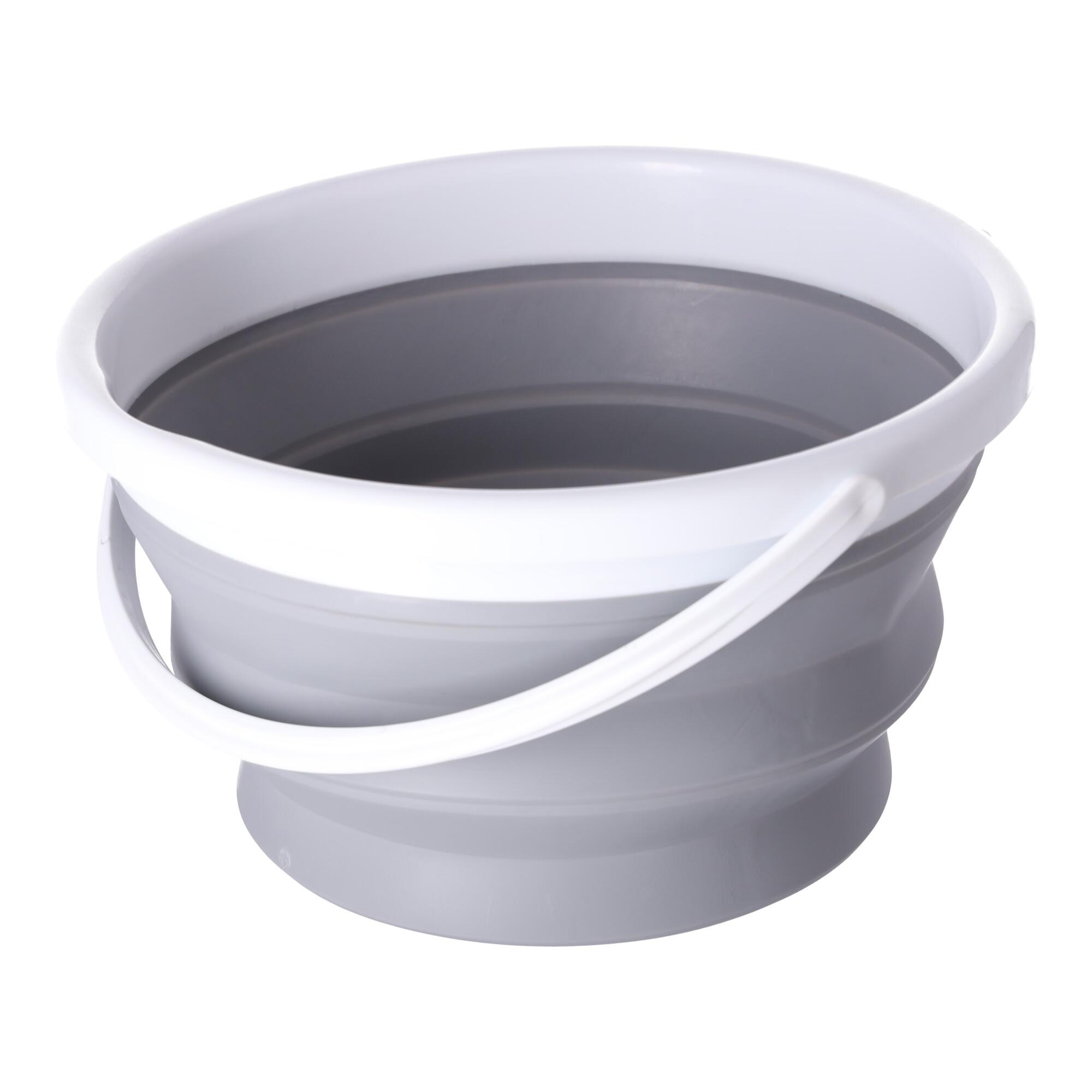 Silicone bucket 10L foldable - grey and white