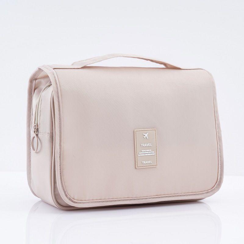 Travel cosmetic bag for hanging - beige