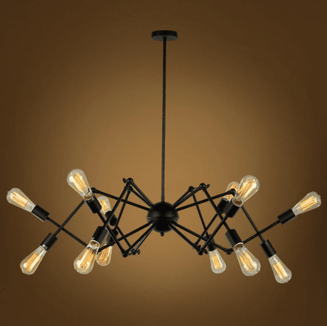 Modern ceiling lamp / Reto spider chandelier - black, 12-armed