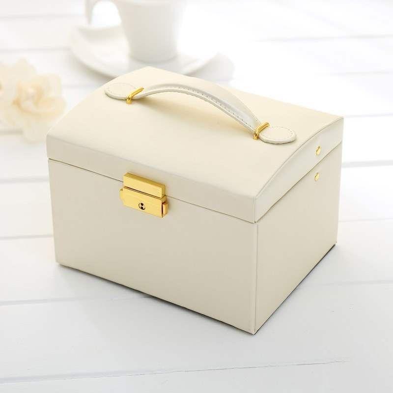 Wielopoziomowa szkatułka LELANI, kuferek na biżuterię Premium - ciemnoróżowa