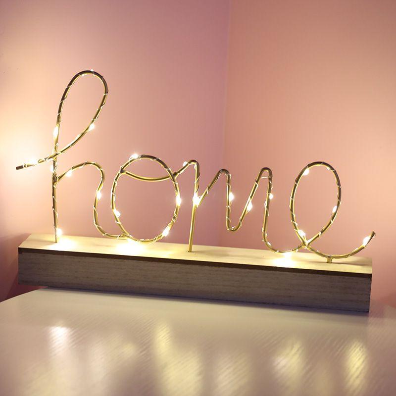"HOME" standing decoration with LED lighting