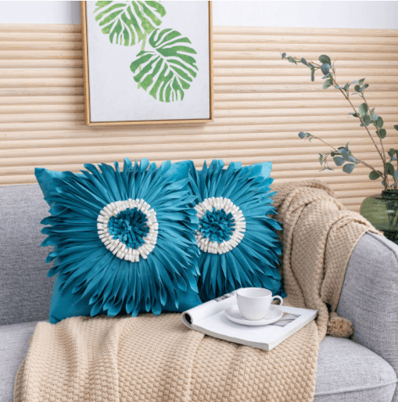 Pillow case - chrysanthemum, blue 45cm*45cm