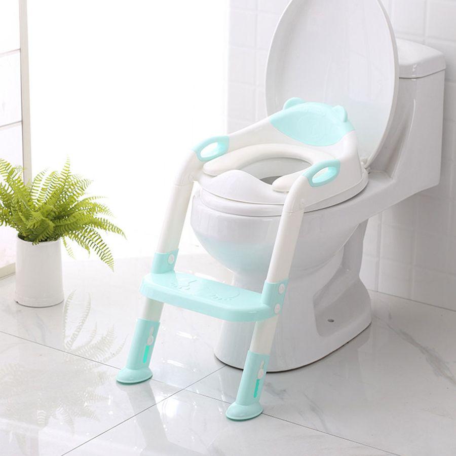 Toilet seat cover, blue, with a step - blue