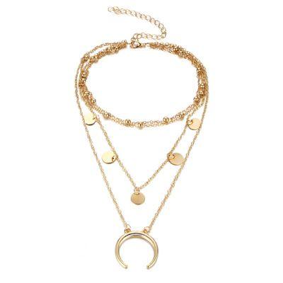 Necklace Celebrity moon with circles - gold