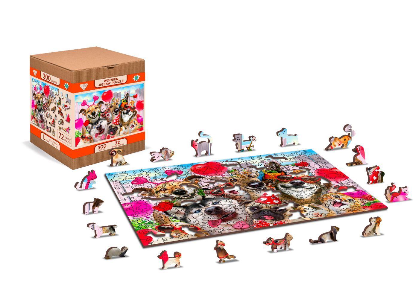 Wooden Puzzle with Figurines - Time for a party, size L, 300 pieces
