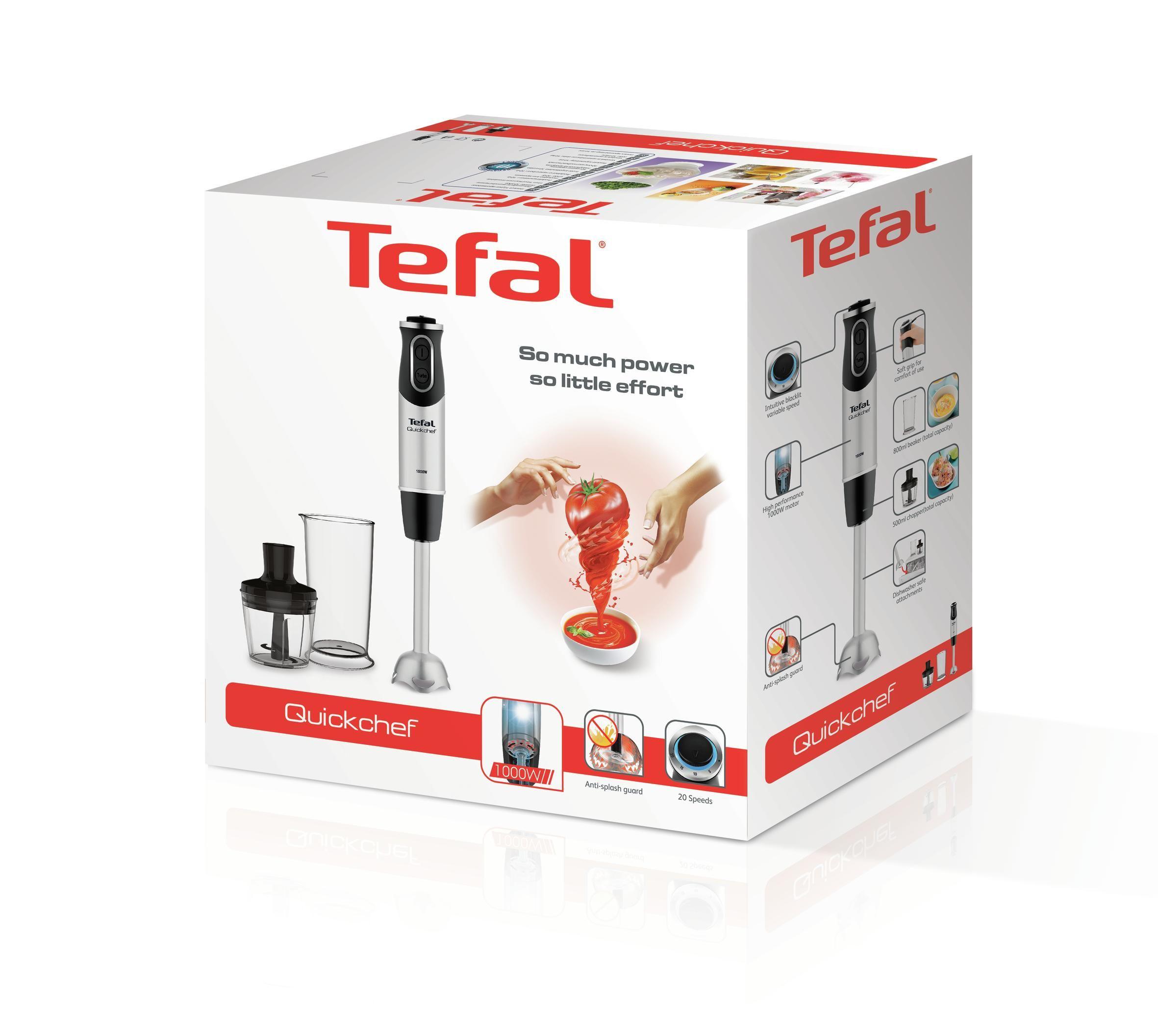 Tefal HB6598 blender 0.8 L Immersion blender 1000 W Black, Stainless steel