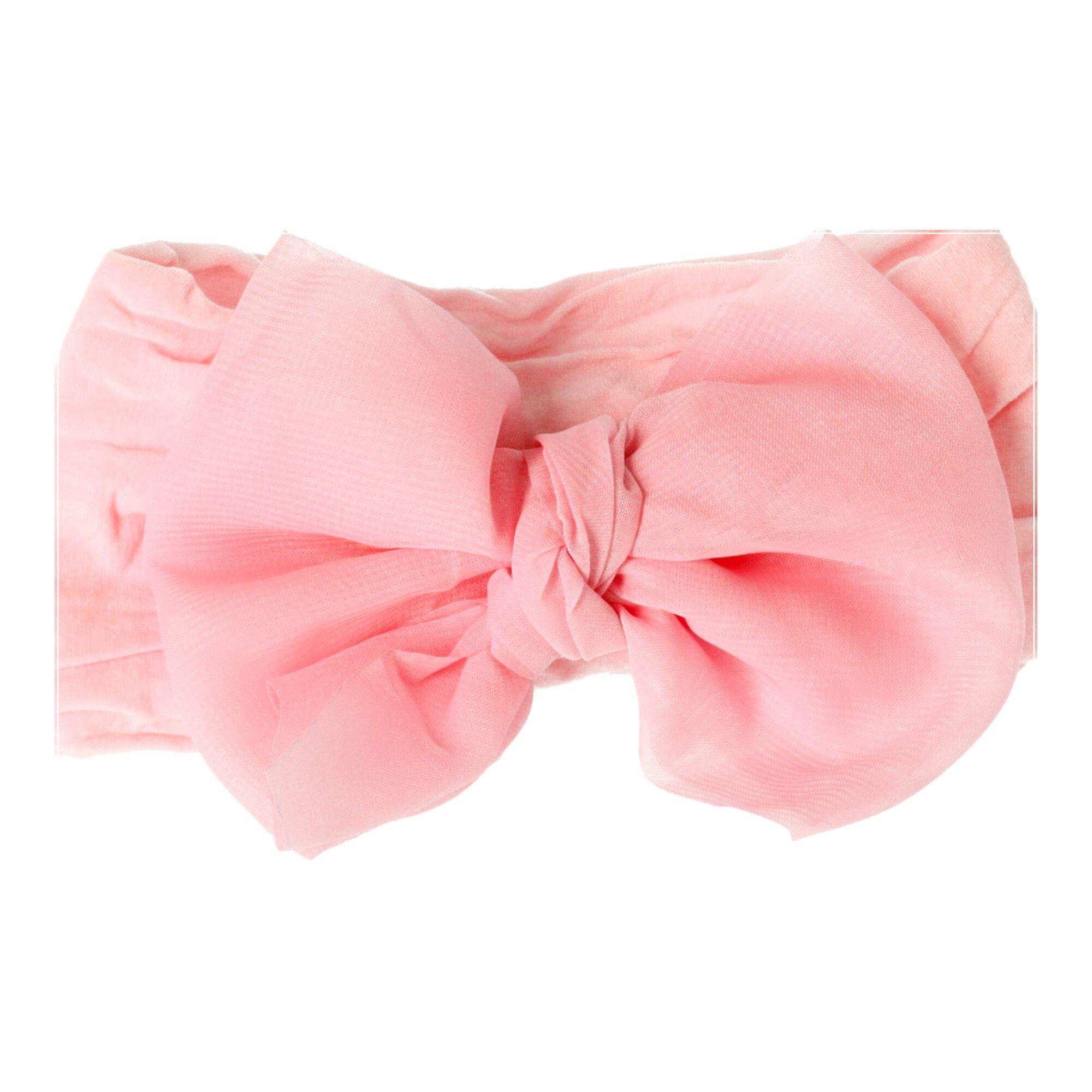 Baby headband with a bow - pink, wide