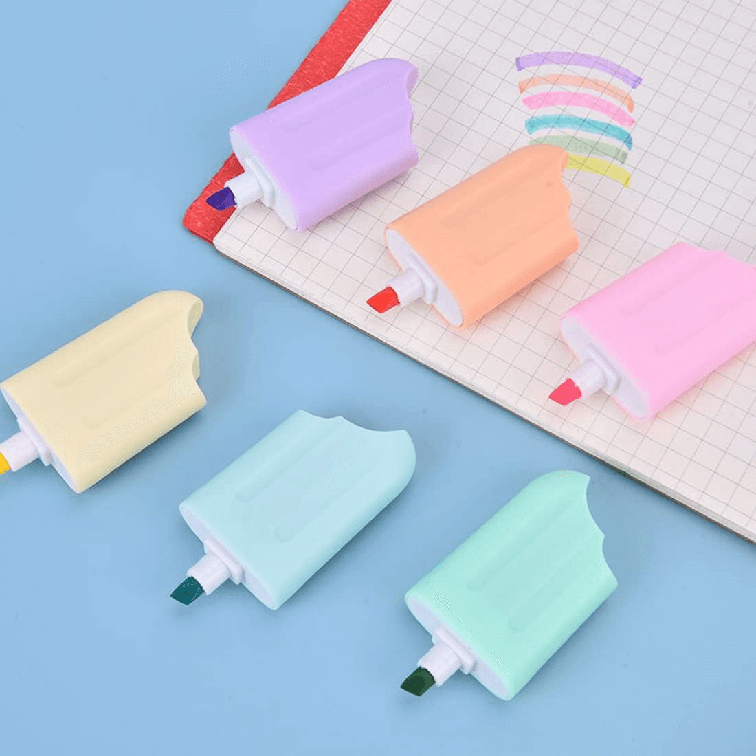 Set of mini highlighters in the shape of ice cream - 6 pcs.