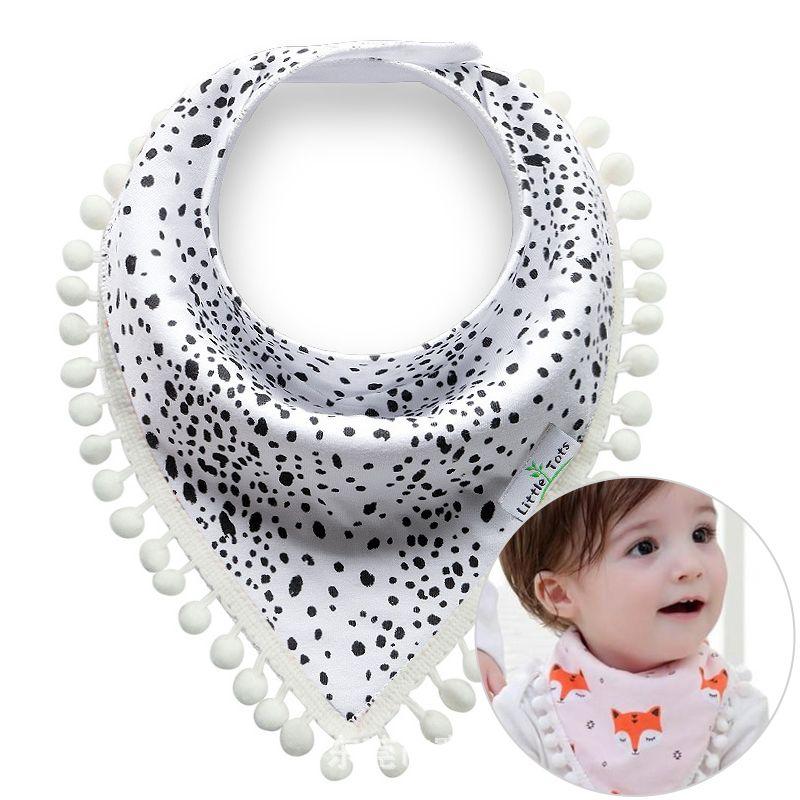 Baby scarf with pompoms - black dots