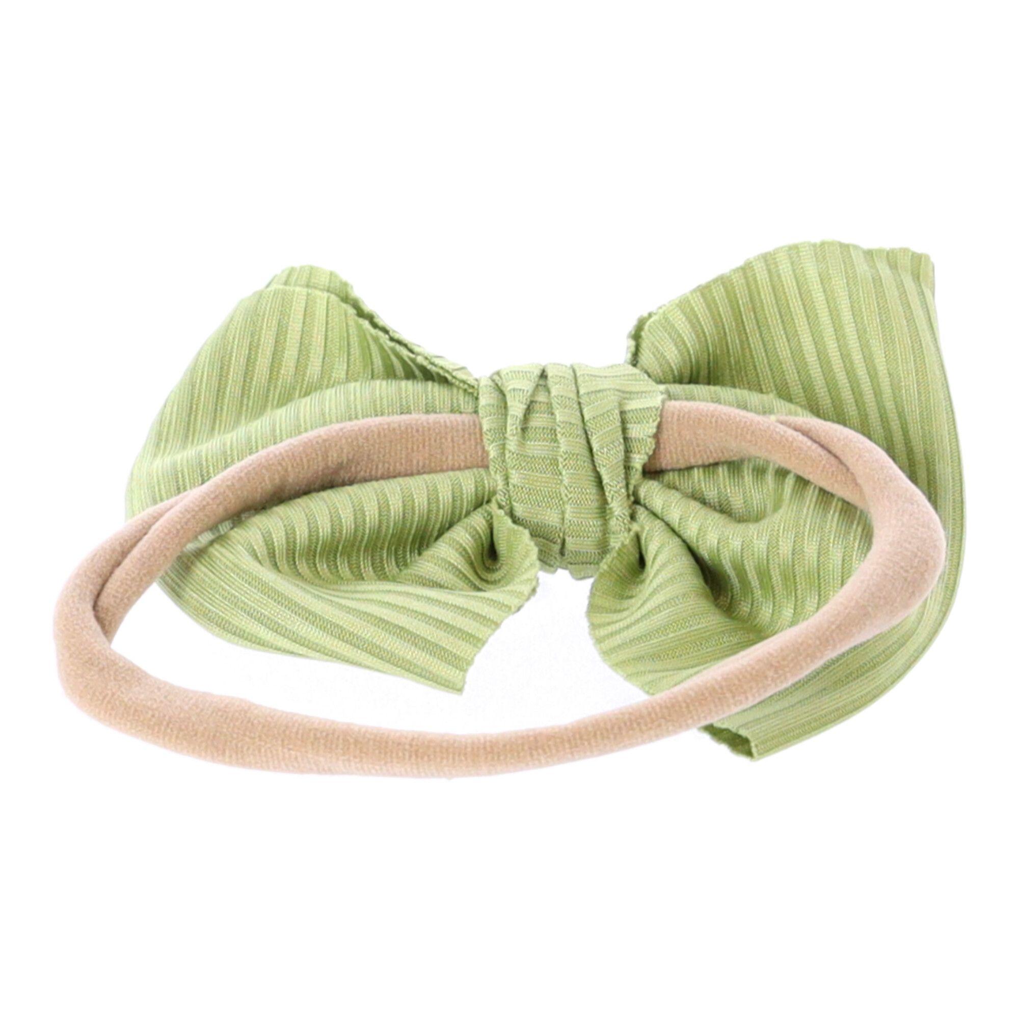 Baby headband with a bow - green