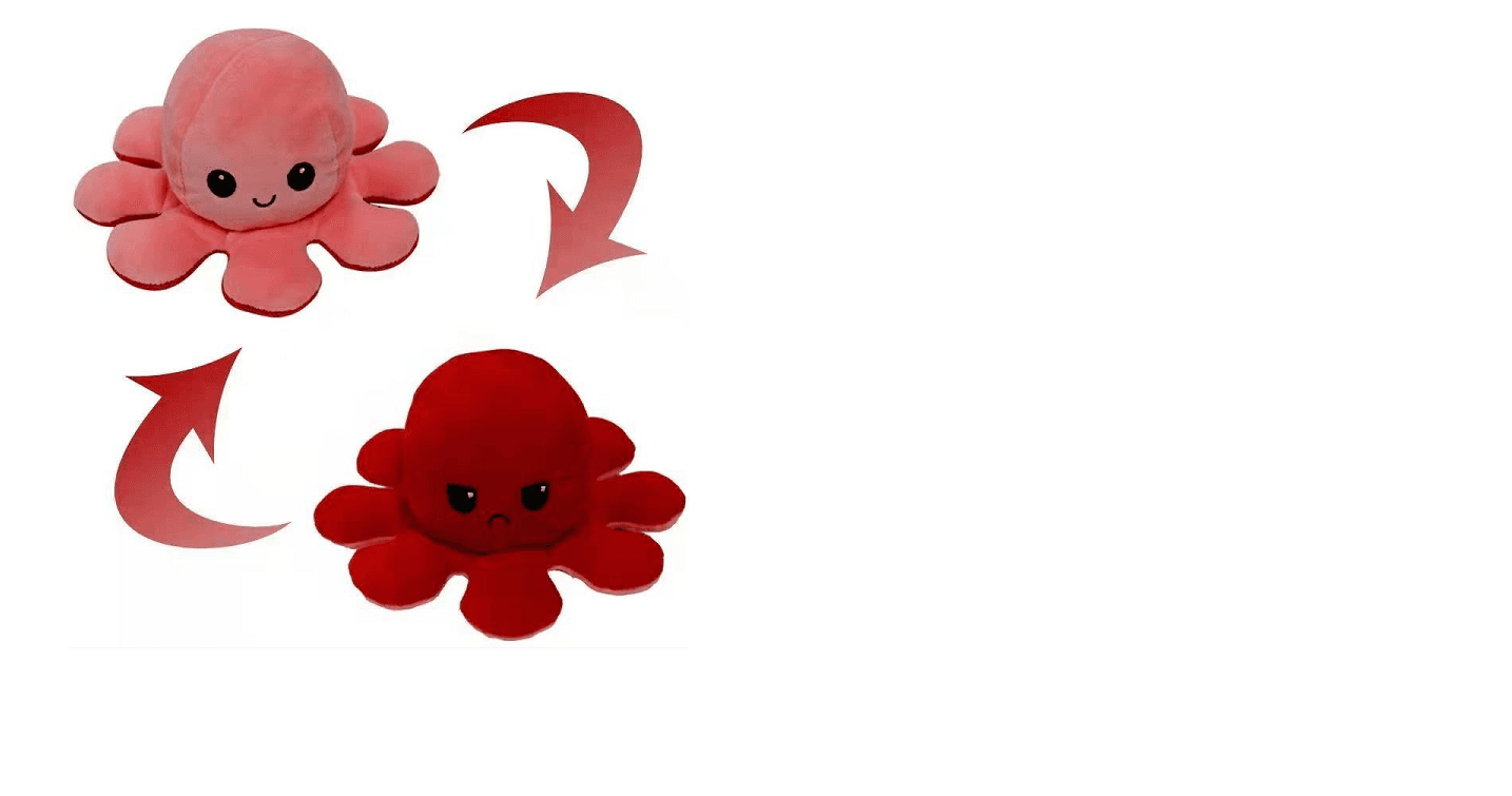 Octopus double-sided mascot 20 cm - rose red & red