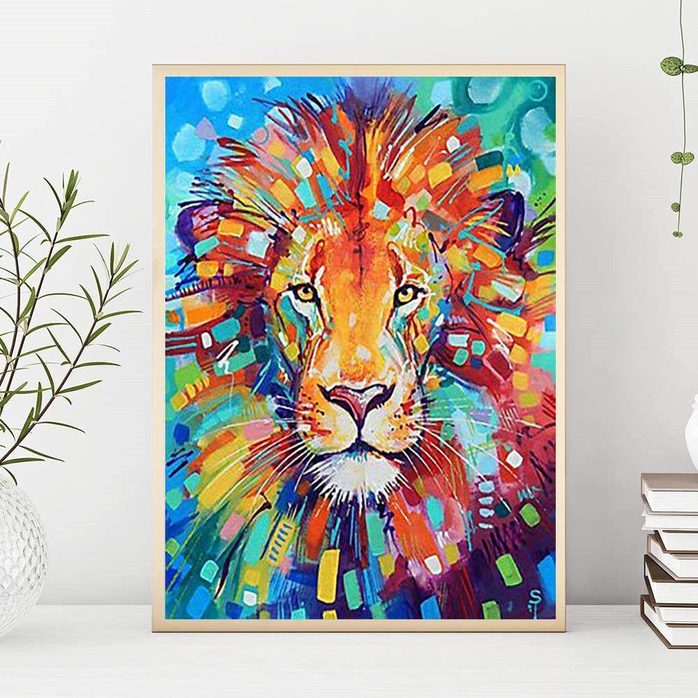Diamond Embroidery / 5D Painting / Diamond Mosaic / Diamond Painting - colorful lion, size 40x50 cm