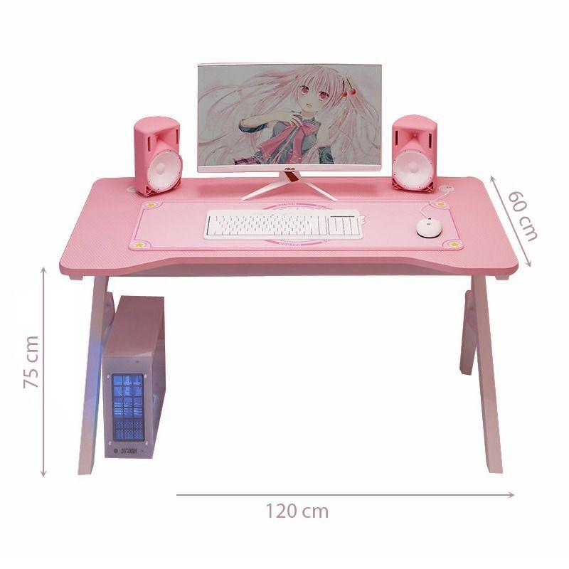 Gaming desk with backlight 120 x 60 - pink