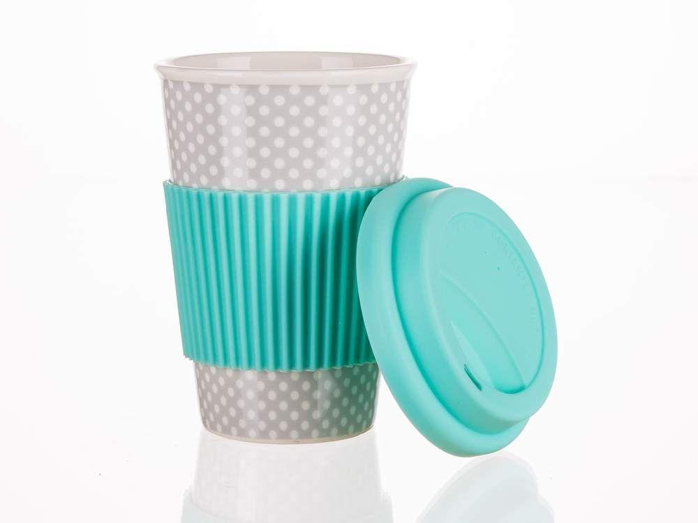 GO 400 ml mug with silicone lid is made of ceramic