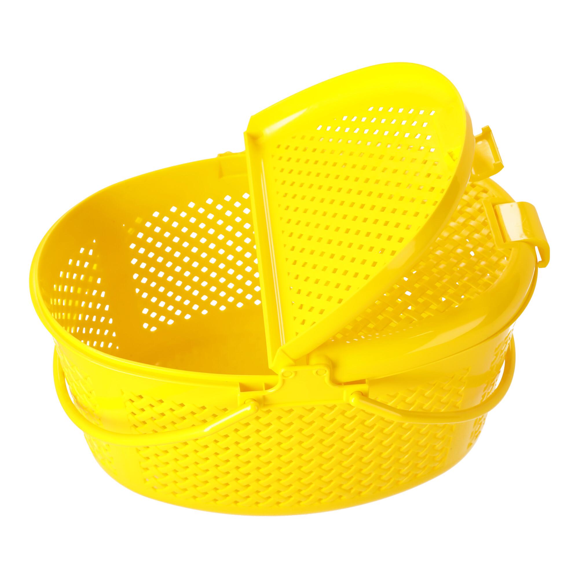 Closable oval picnic basket yellow, POLISH PRODUCT