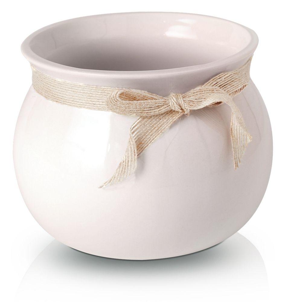 Ceramic pot with a ribbon - powder pink - LISBON collection