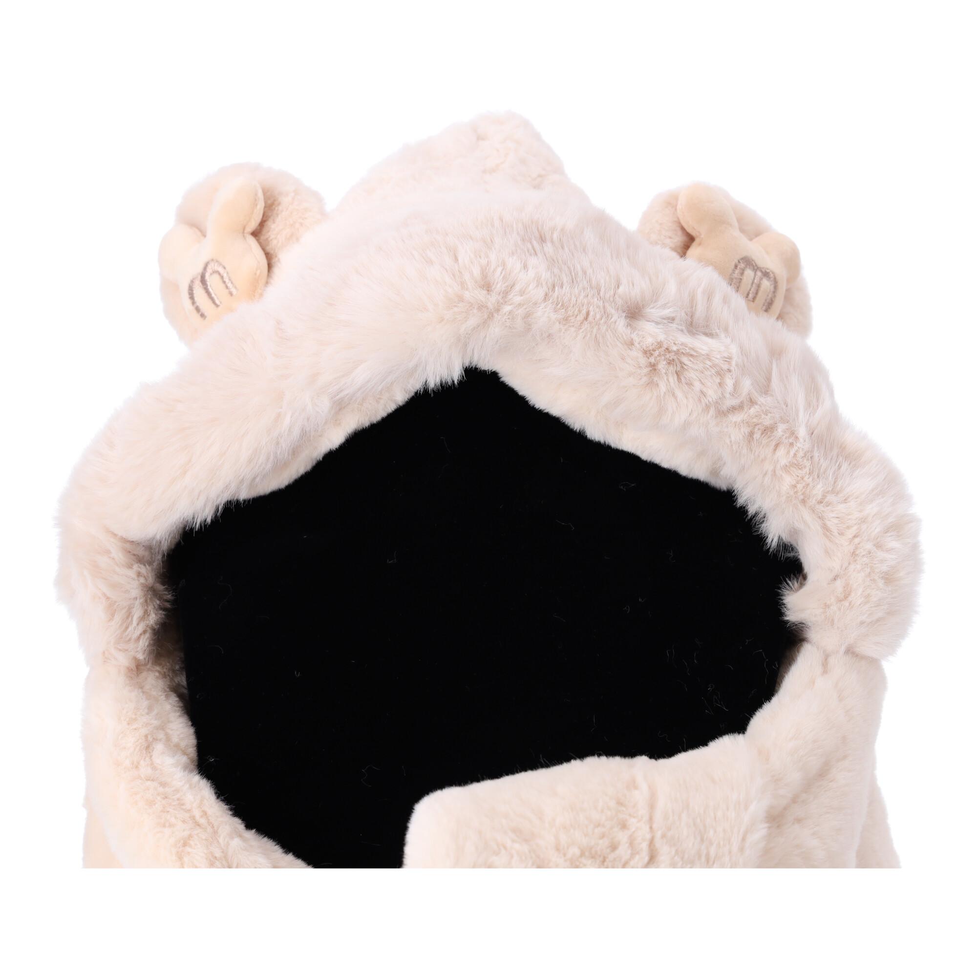 Children's plush hat with a scarf and 3in1 gloves for children from 2 to 12 years old - beige