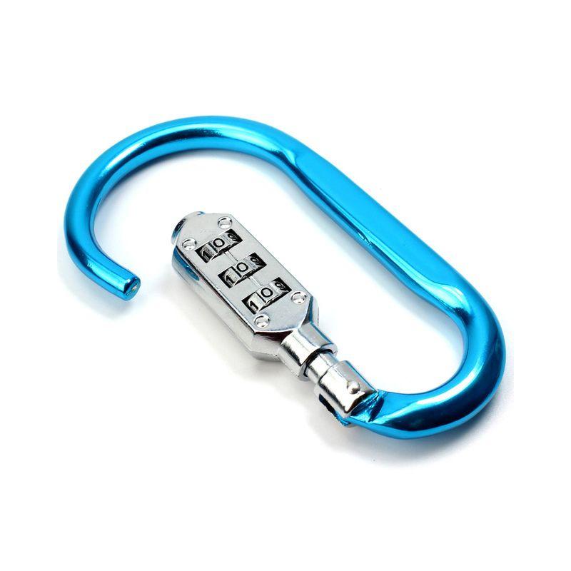 Combination padlock / carabiner - blue