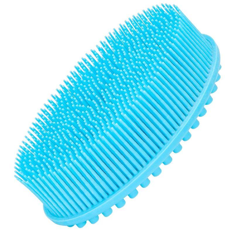 Silicone brush for washing children - blue