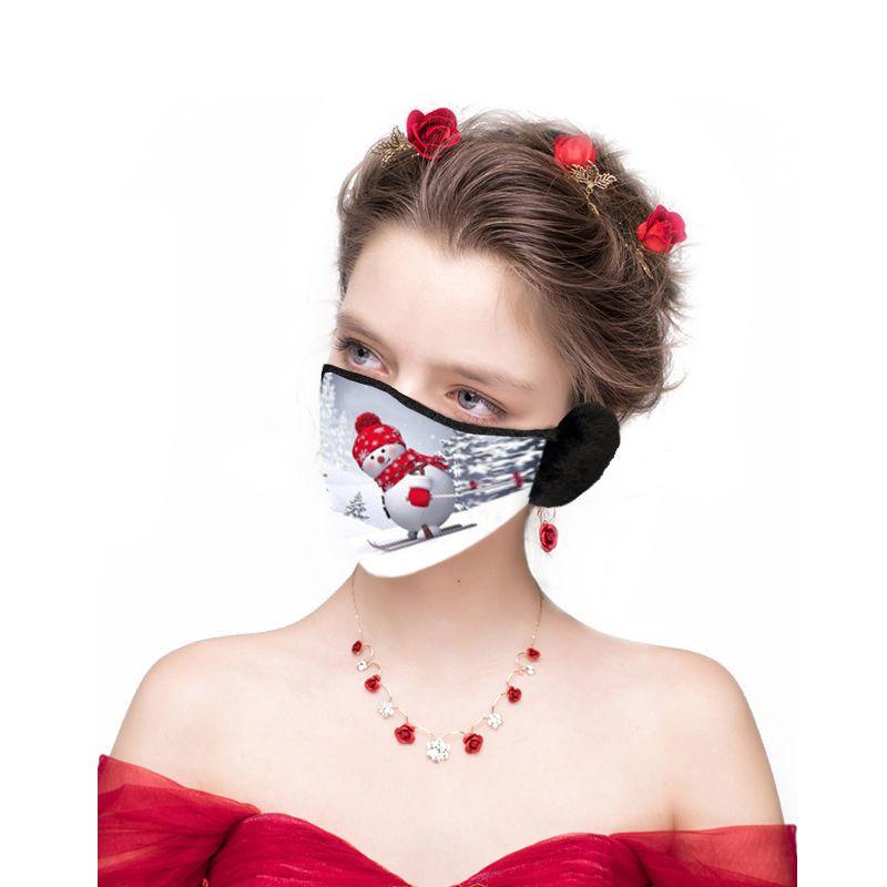 Świąteczna maska / maseczka na twarz z nausznikami – bałwan II