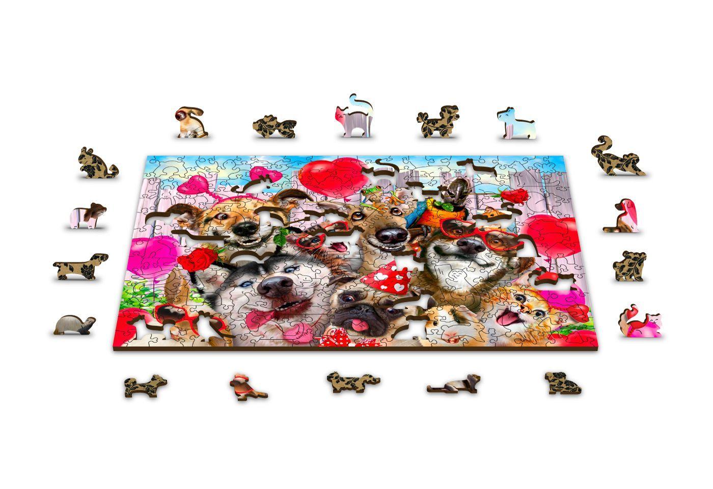 Wooden Puzzle with Figurines - Time for a party, size L, 300 pieces