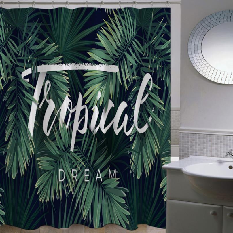 Shower curtain (width 180 cm x height 200 cm) — tropical pattern