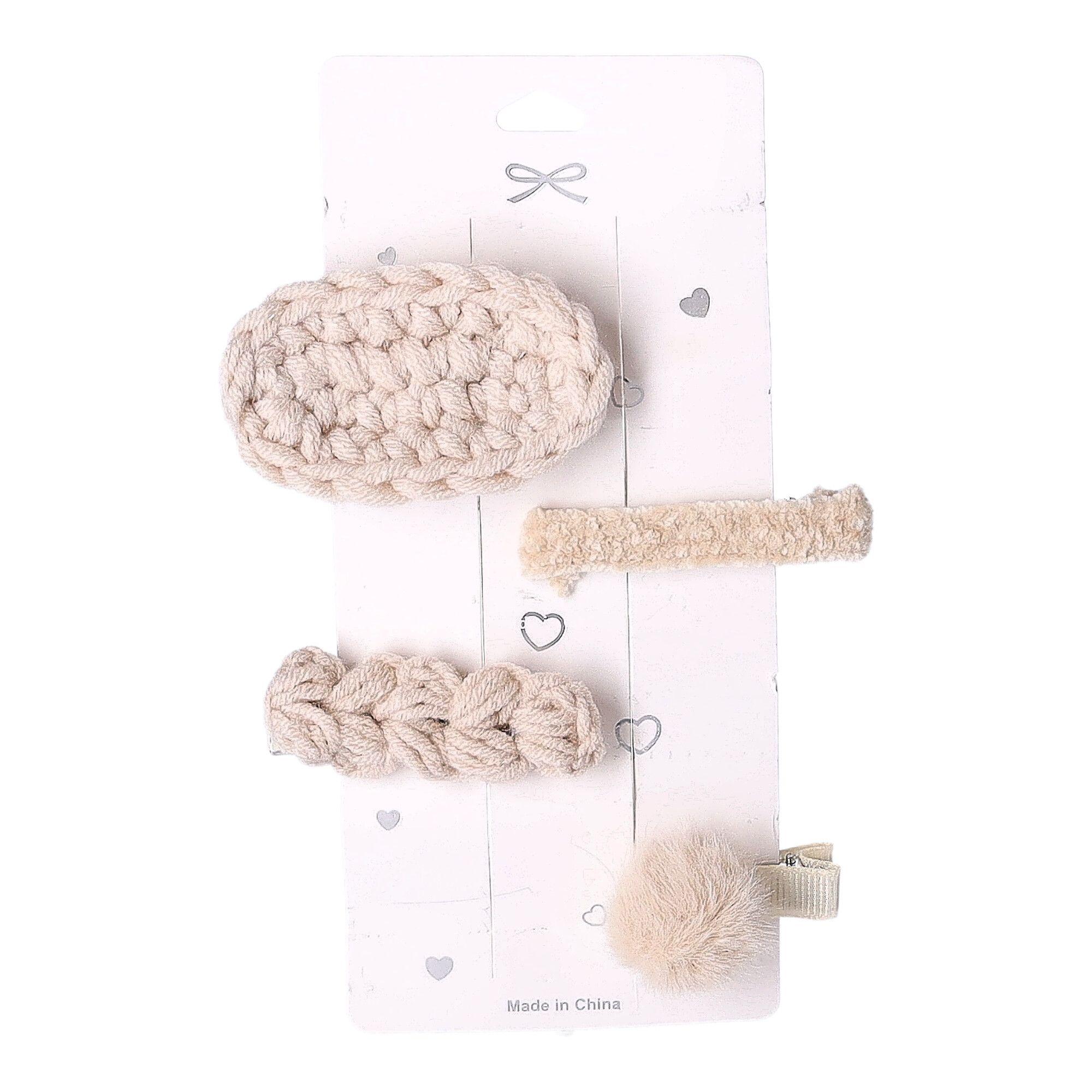 Set of cute hair clips 10 pcs. - white, boho style