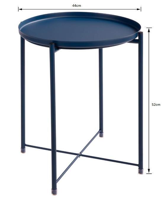 Stolik okrągły metalowy w stylu Loft - ciemnoniebieski