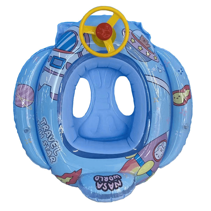 Inflatable boat for children to swim, Air mattress - blue, Spaceman