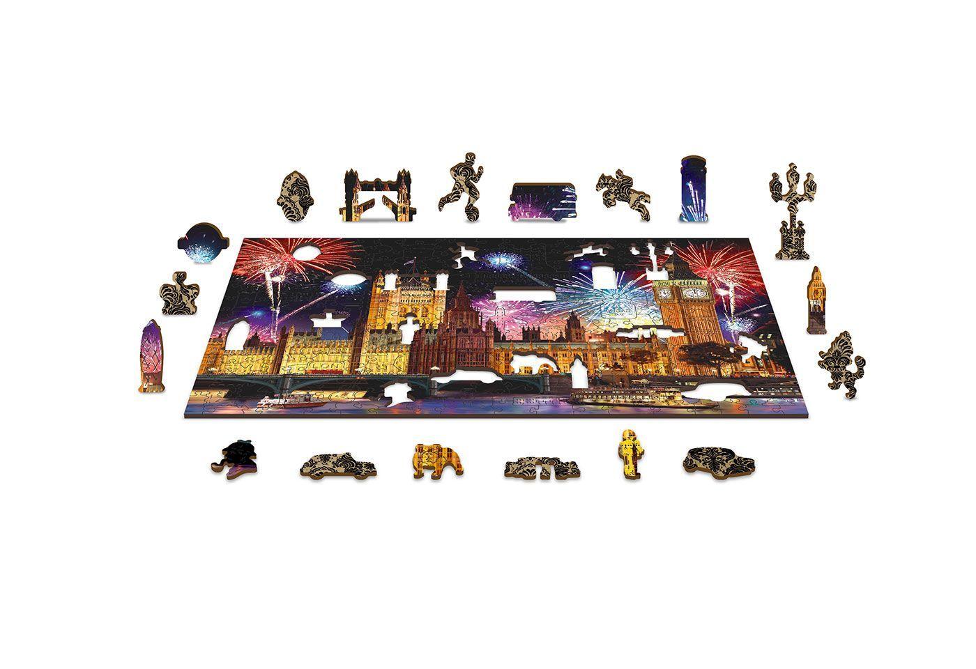 Drewniane Puzzle z figurkami – Londyn nocą rozm. M, 150 elementów