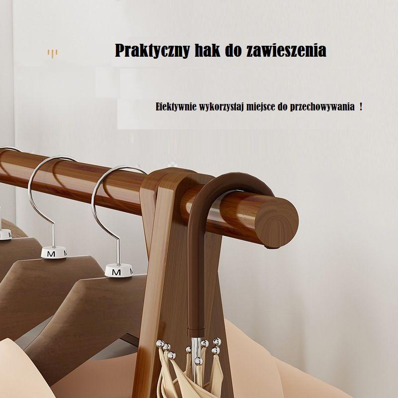 Folding bamboo free-standing trapezoidal coat rack with a shelf at the bottom, 100 cm length