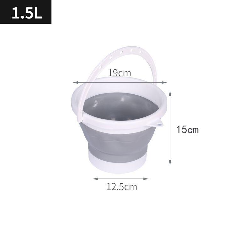 Silicone bucket 1.5L foldable - gray and white