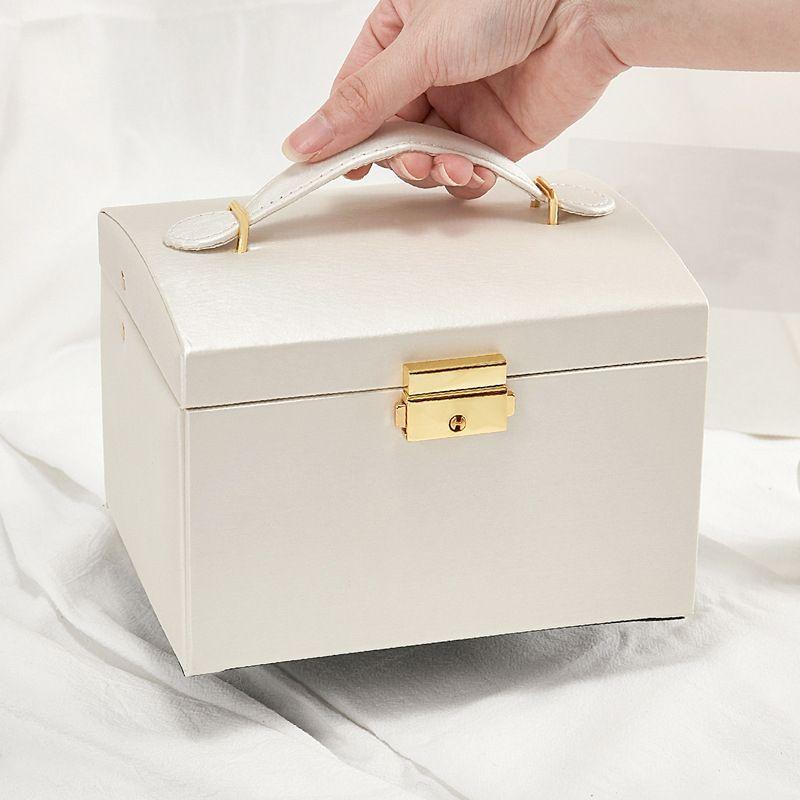 Wielopoziomowa szkatułka LELANI, kuferek na biżuterię Premium - biała