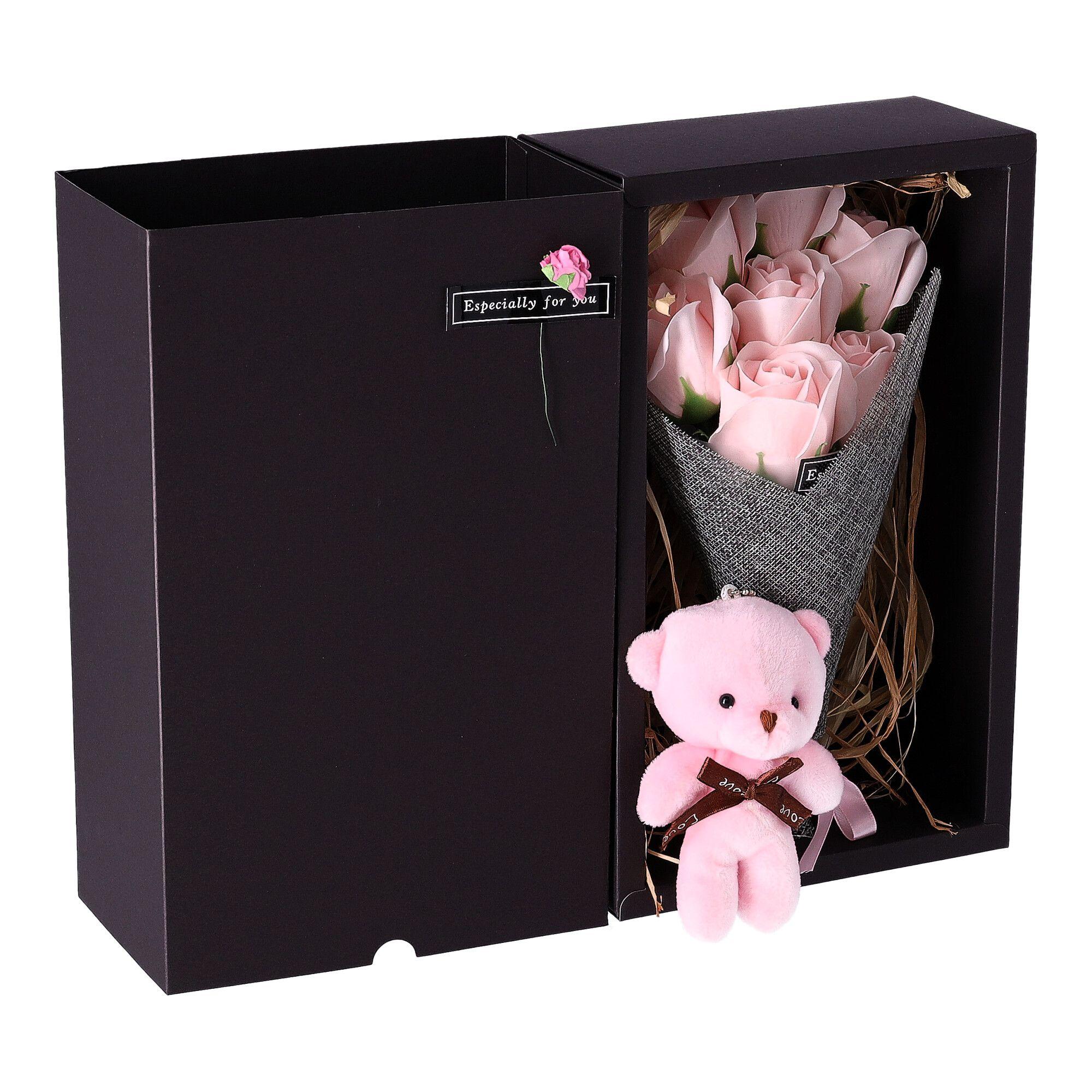 Box of soap roses - light pink