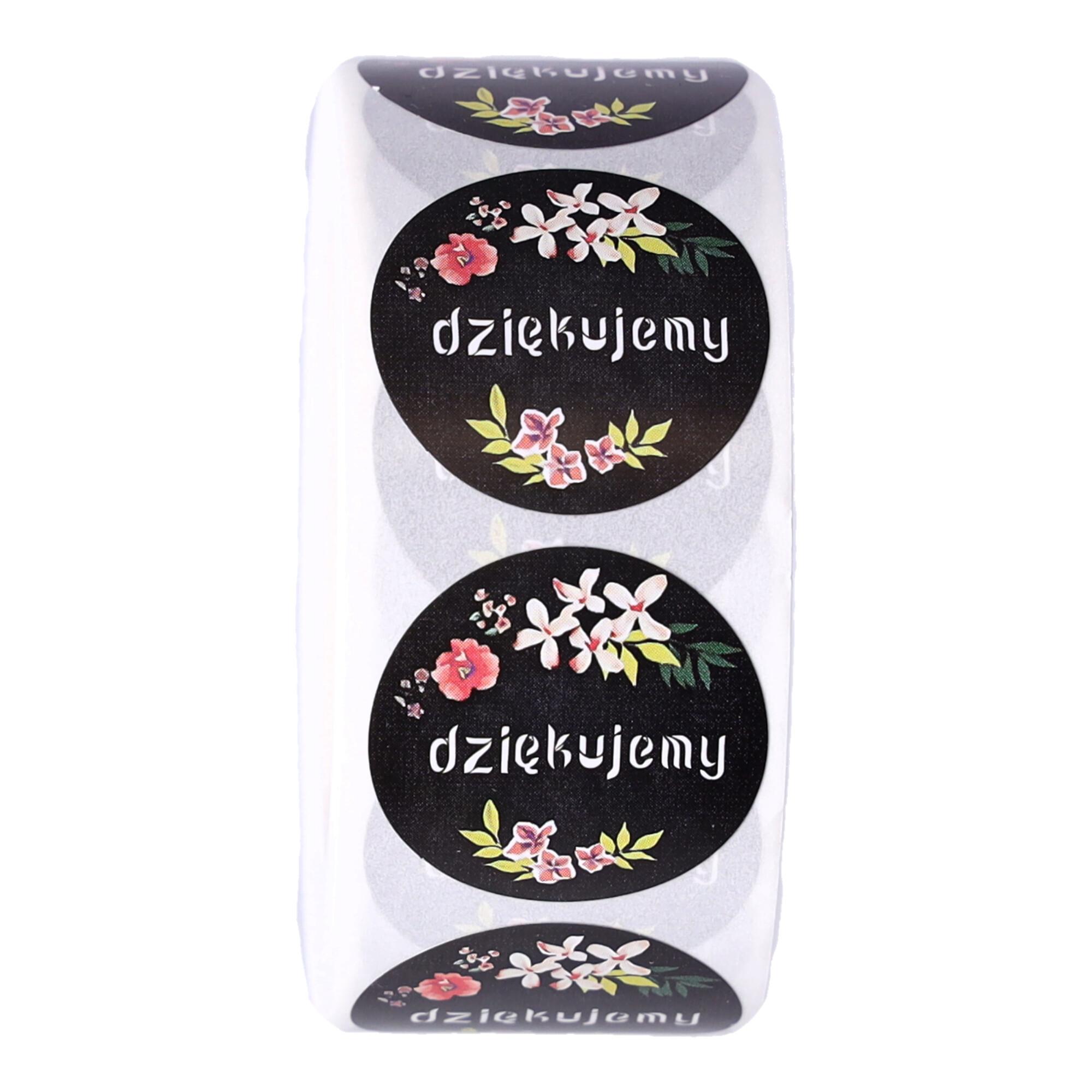 Decorative round stickers Thank you 500pcs - colorful flowers