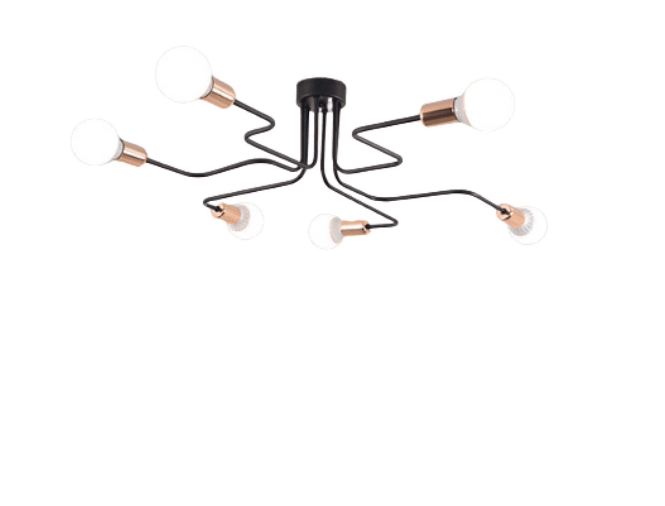 Modern ceiling lamp / Industrial Chandelier - black - gold, 6-armed