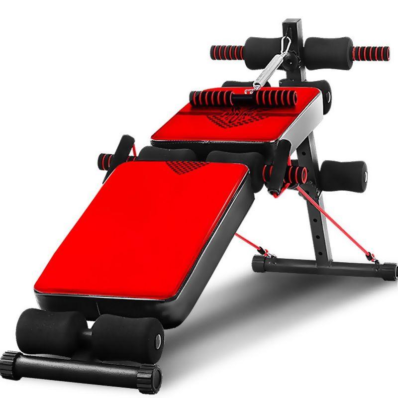 Multifunctional inclined bench for exercising the abdominal muscles - red