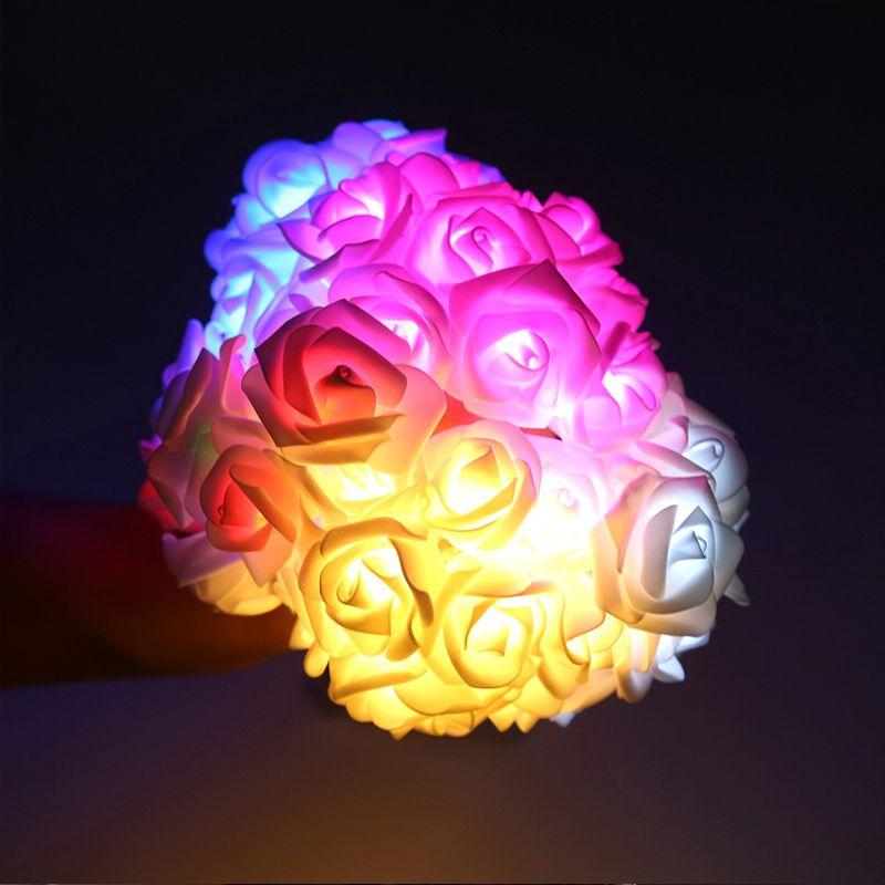 Girlanda / lampki dekoracyjne LED w kształcie róż – wielokolorowe