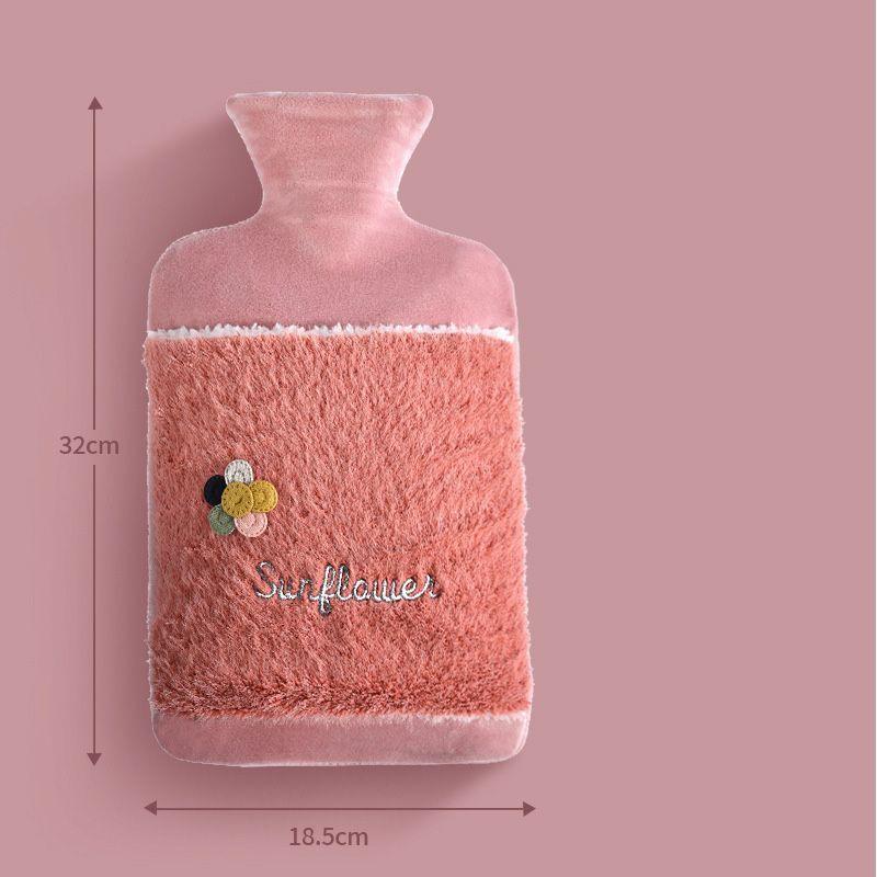 Plush hot water bottle, hot water bottle in a sweater 2L - pink, sunflower