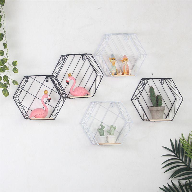 Hexagonal decorative shelf - white