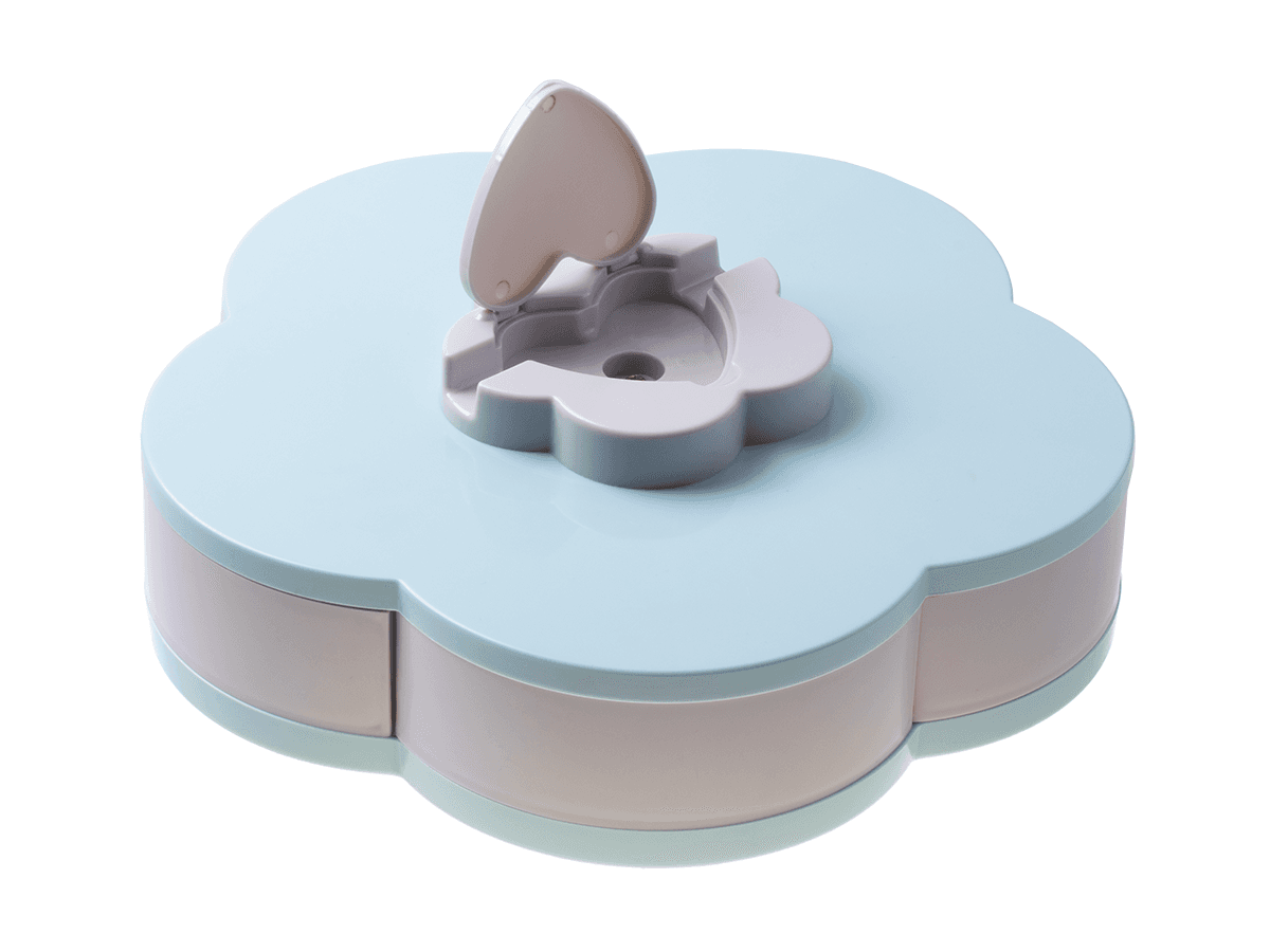 Plastic flower-shaped storage container - blue