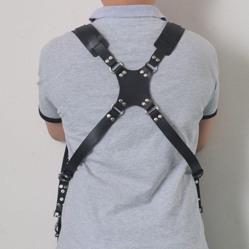 Leather photo harness - black