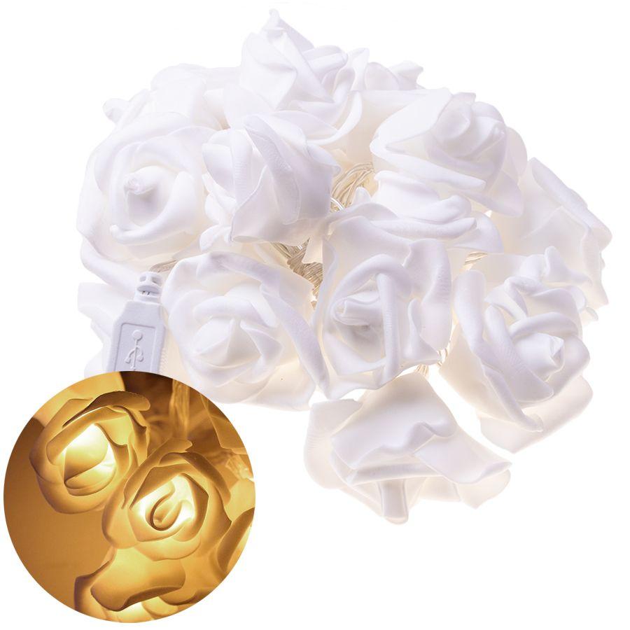 Garland / decorative LED lights in the shape of roses - warm color