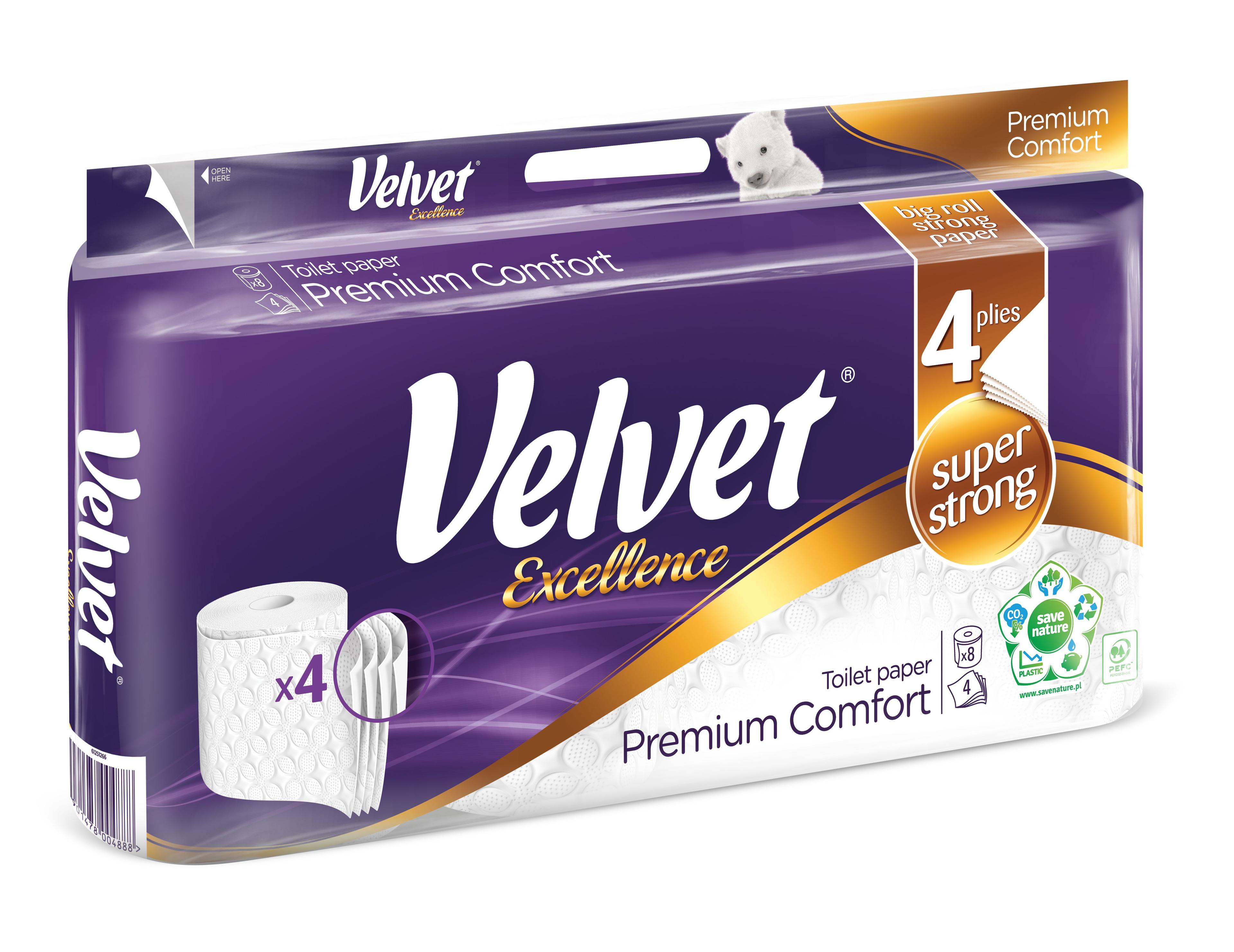 Toilet paper Velvet Excellence Premium Komfort 8 + 2 for free!