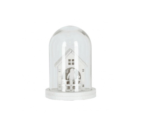 Christmas LED house in glass - white