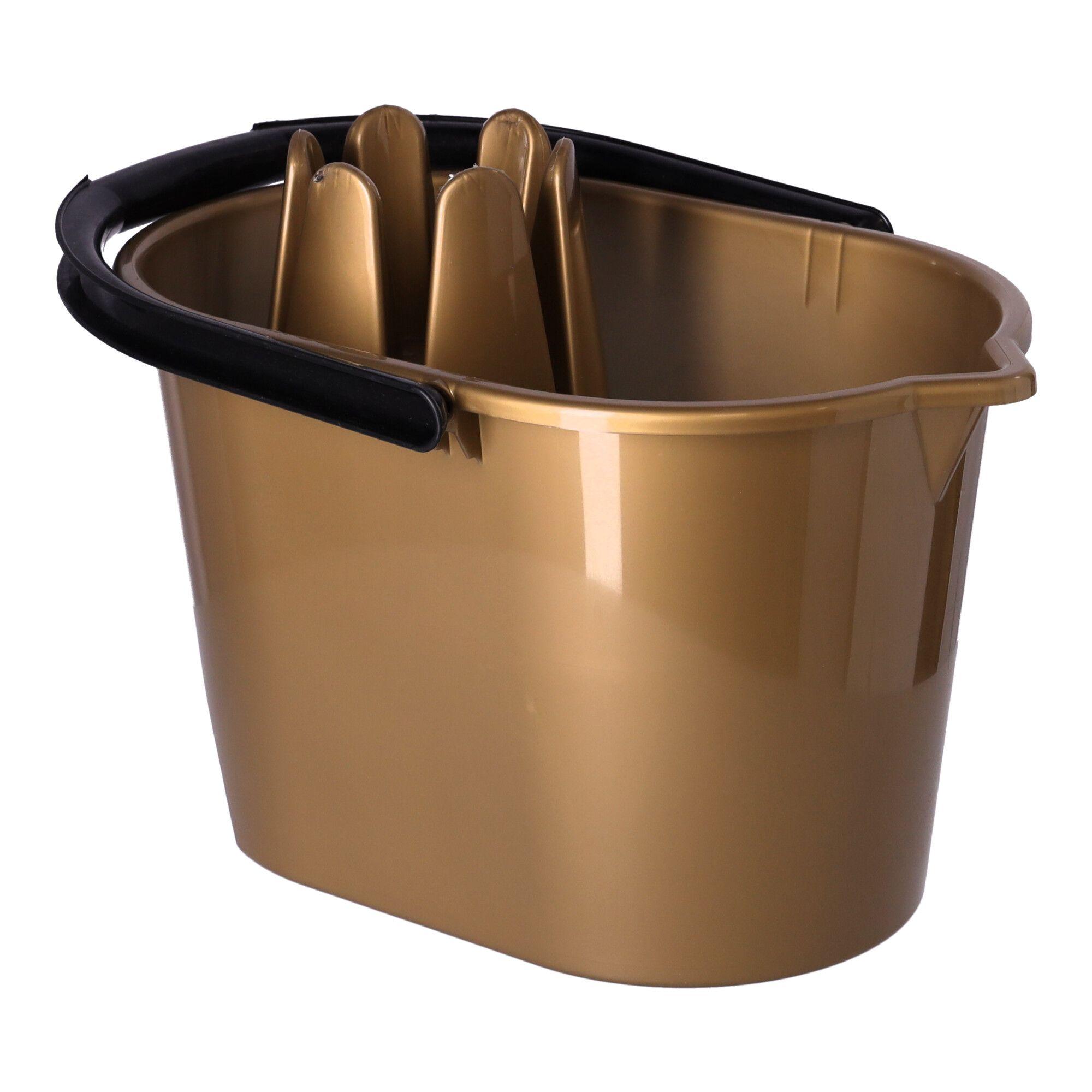 Mop bucket with squeezer, POLISH PRODUCT - gold
