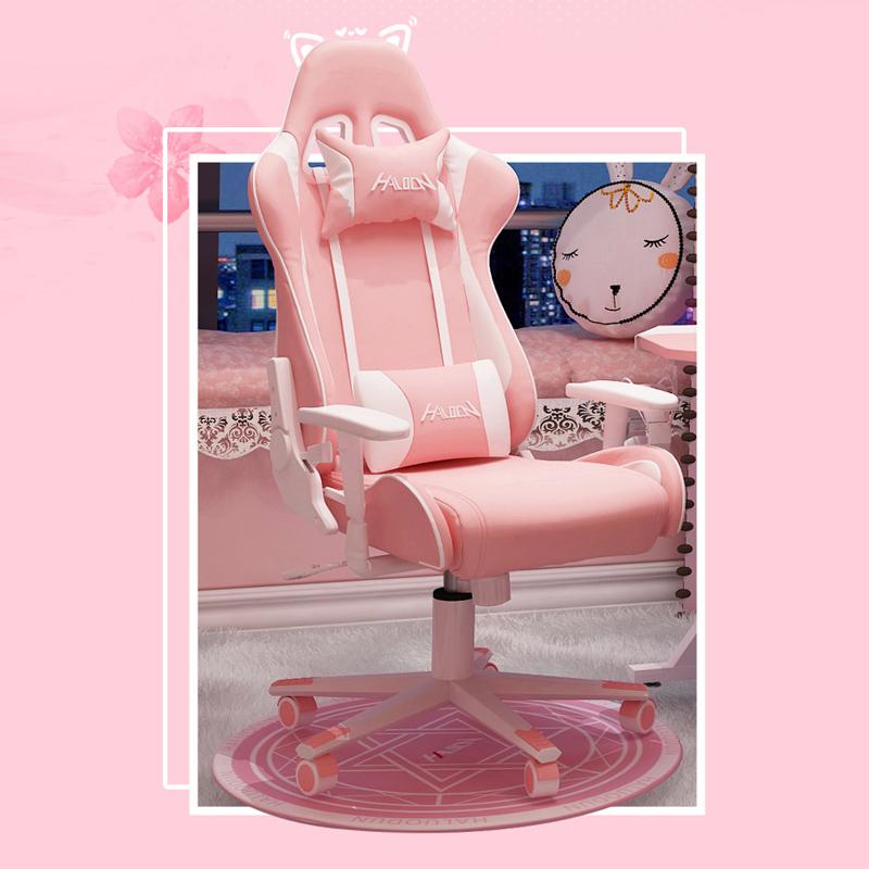 Computer / gaming chair - pink and white