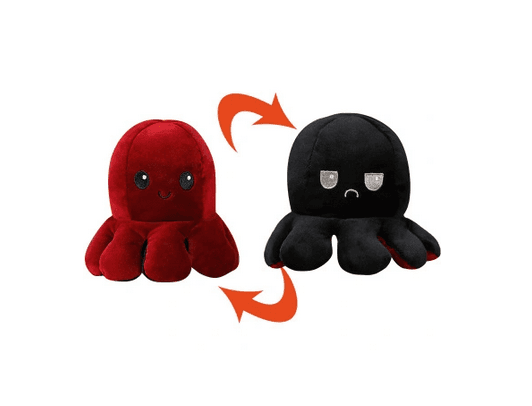 Octopus double-sided mascot 40 cm - wine colored & black